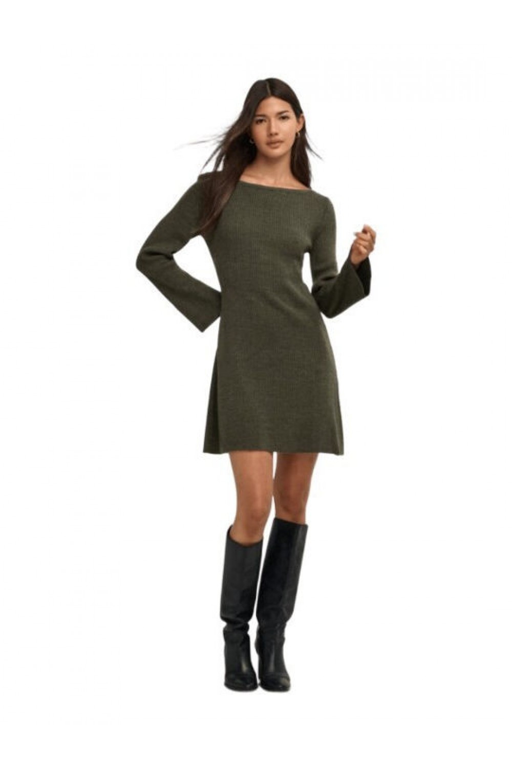 ONLY TESSIE LS BOATNECK DRESS KNT BURNT OLIVE 15378118