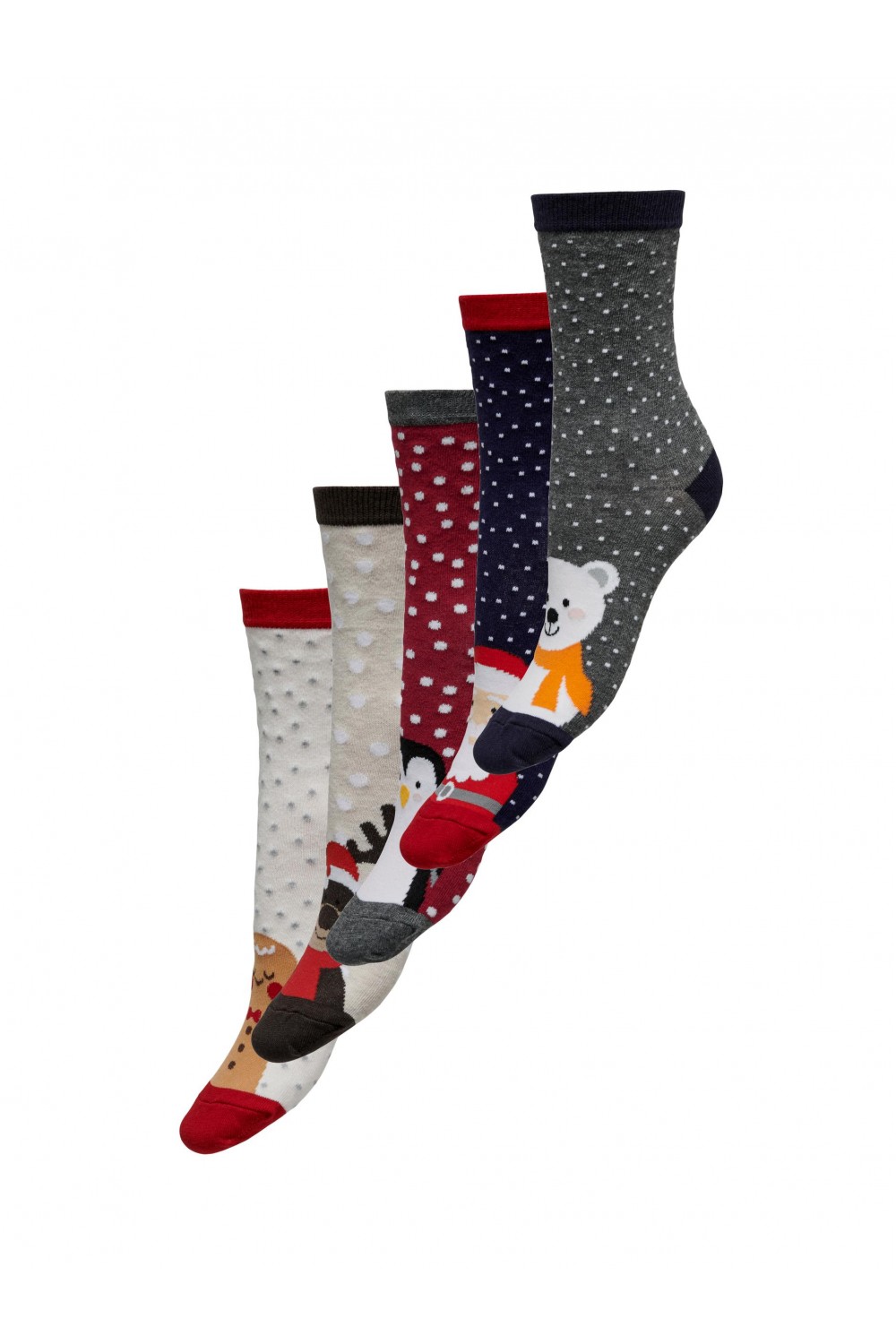 ONLY CHRISTMAS 5-PACK SOCKS IN A BOX LIGHT GREY MELANGE 15302304
