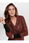 ONLY REBECCA L/S GLITTER BLAZER JRS BITTER CHOCOLATE 15189743