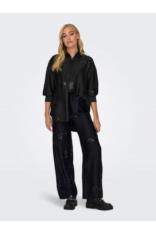 ONLY LEO SEQUINS SET SHIRT AND PANT BLACK 15312498