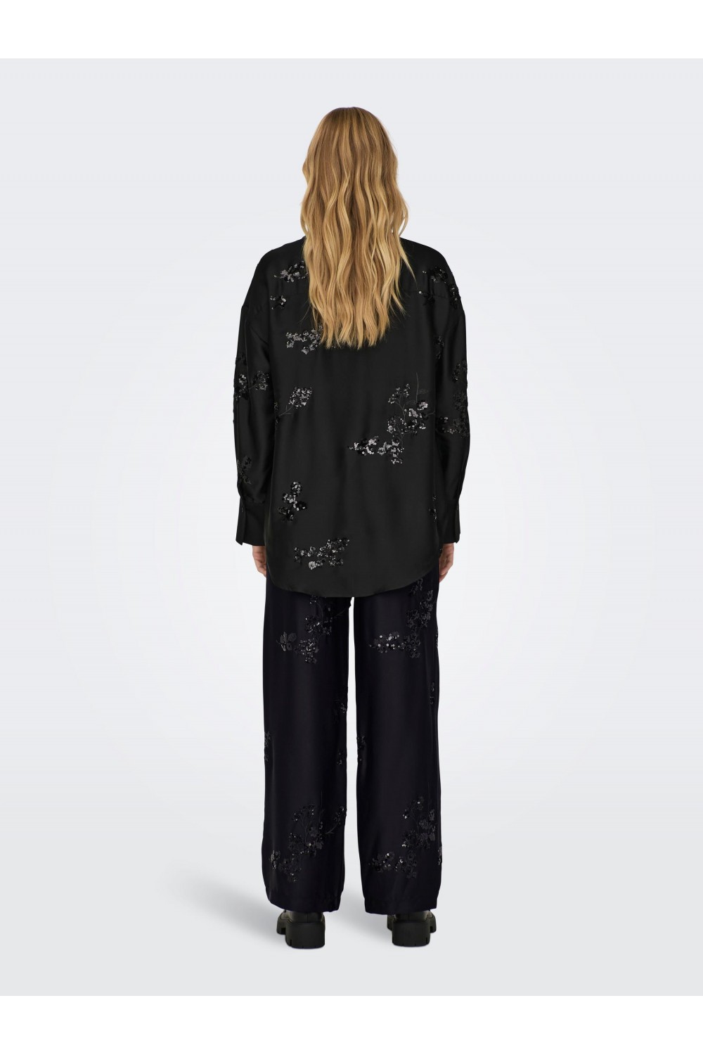 ONLY LEO SEQUINS SET SHIRT AND PANT BLACK 15312498