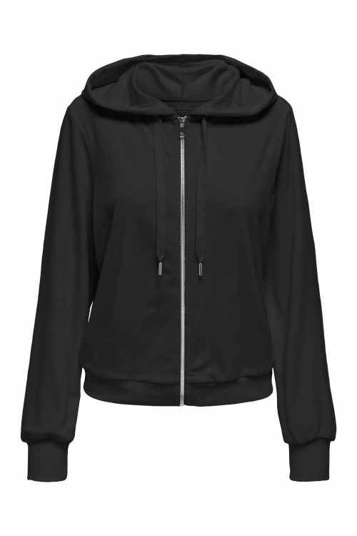 ONLY REBEL L/S ZIP STRING HOOD CC SWT BLACK 15326657 