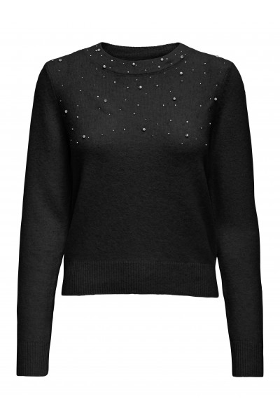 ONLY MERLE LIFE LS BLING O-NECK KNT BLACK 15332088