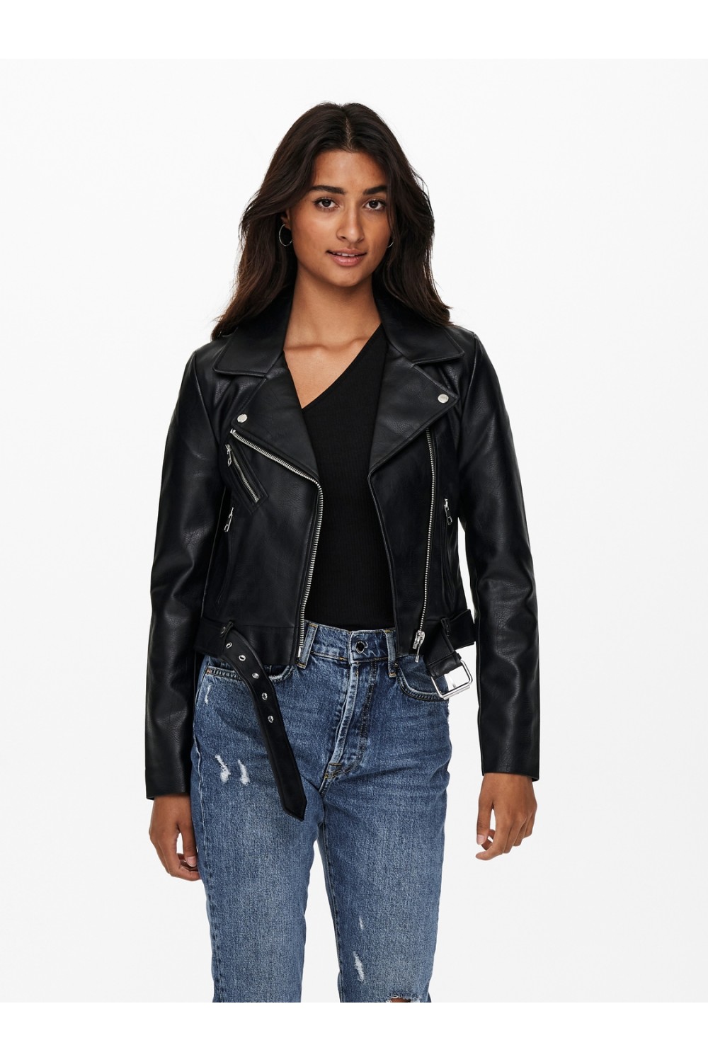 ONLY VERA FAUX LEATHER BIKER OTW BLACK 15232135