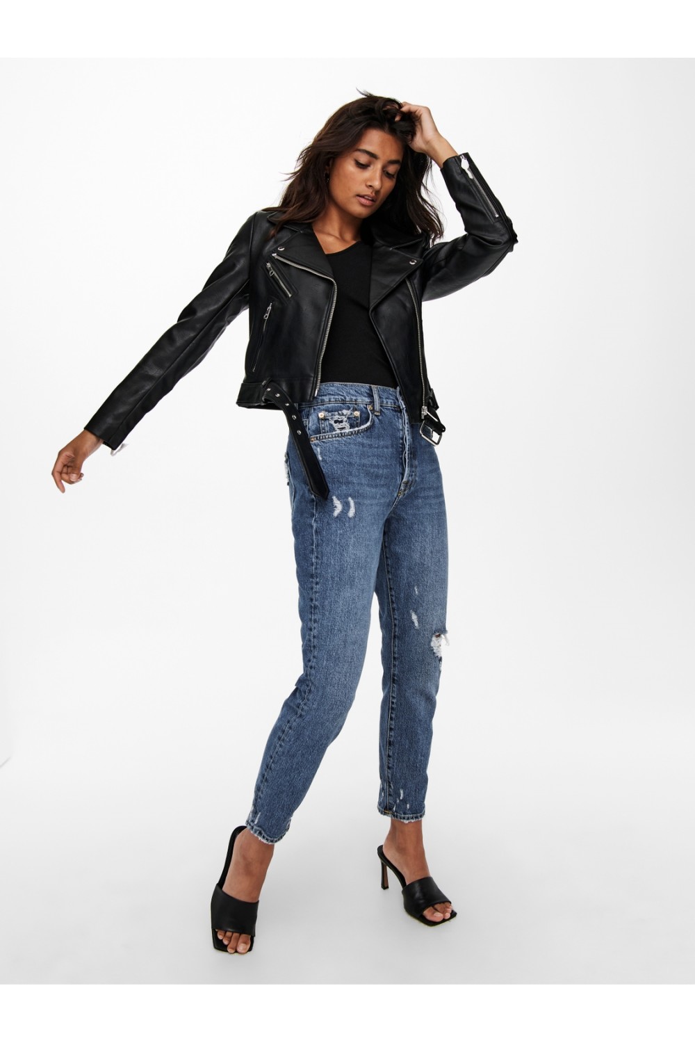 ONLY VERA FAUX LEATHER BIKER OTW BLACK 15232135
