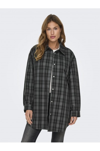 ONLY IMMA L/S OVS CHECK SHACKET XT PNT DARK GREY 15328167