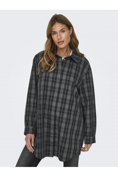 ONLY IMMA L/S OVS CHECK SHACKET XT PNT DARK GREY 15328167