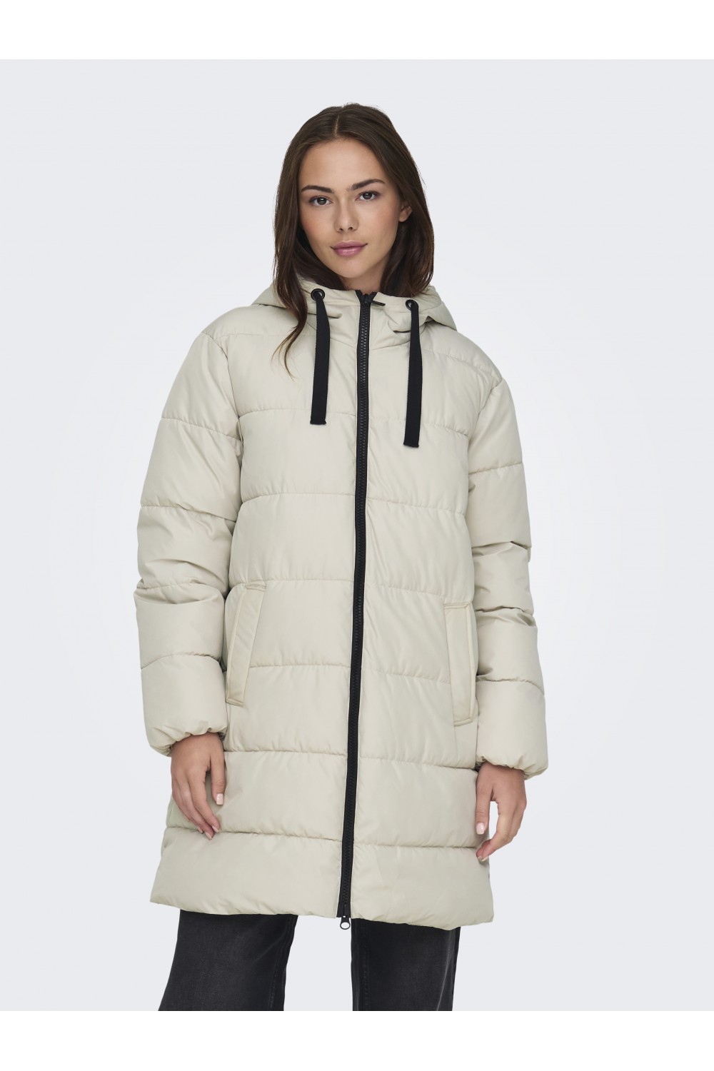 ONLY CLAIR PUFFER HOOD COAT OTW CC PUMICE STONE 15323232
