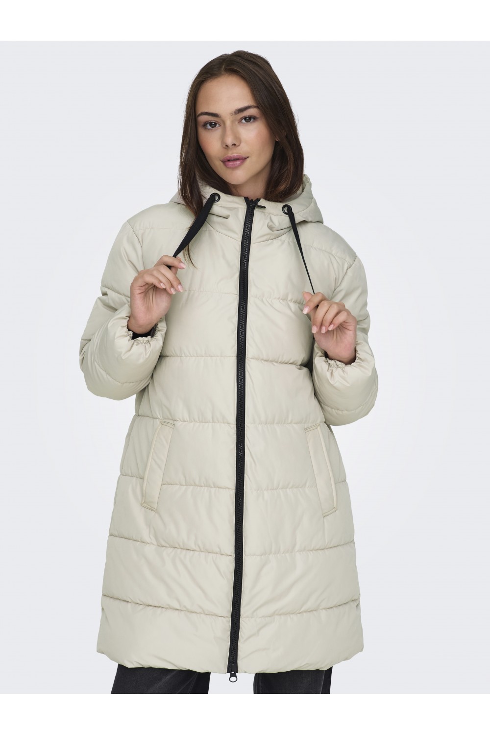 ONLY CLAIR PUFFER HOOD COAT OTW CC PUMICE STONE 15323232