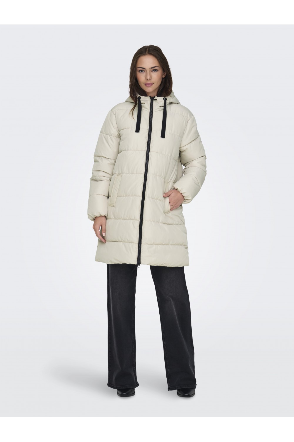 ONLY CLAIR PUFFER HOOD COAT OTW CC PUMICE STONE 15323232