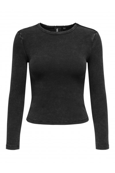 ONLY VIOL LIFE LS RIB T-SHIRT XT WVN BLACK 15330747