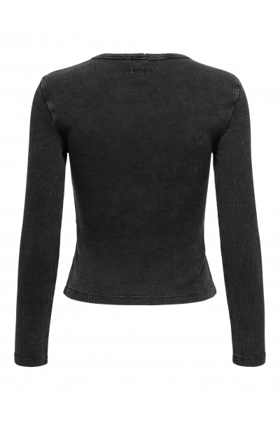 ONLY VIOL LIFE LS RIB T-SHIRT XT WVN BLACK 15330747