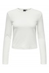 ONLY VIOL LIFE LS RIB T-SHIRT XT WVN WHITE 15330747