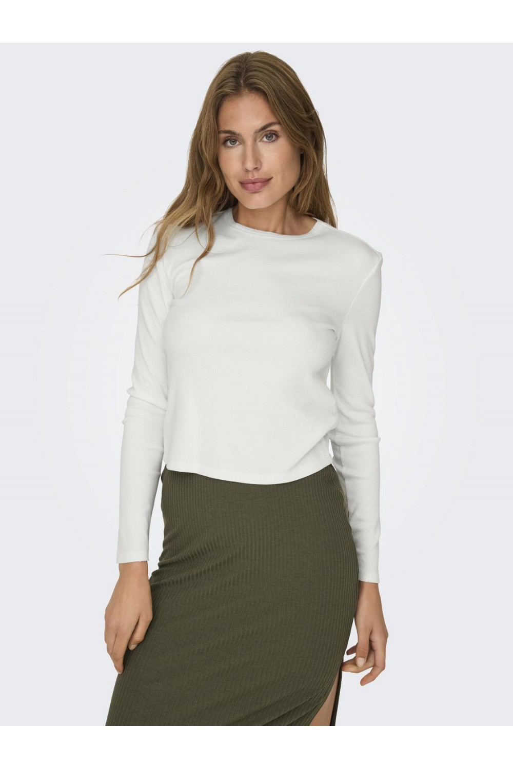 ONLY VIOL LIFE LS RIB T-SHIRT XT WVN WHITE 15330747