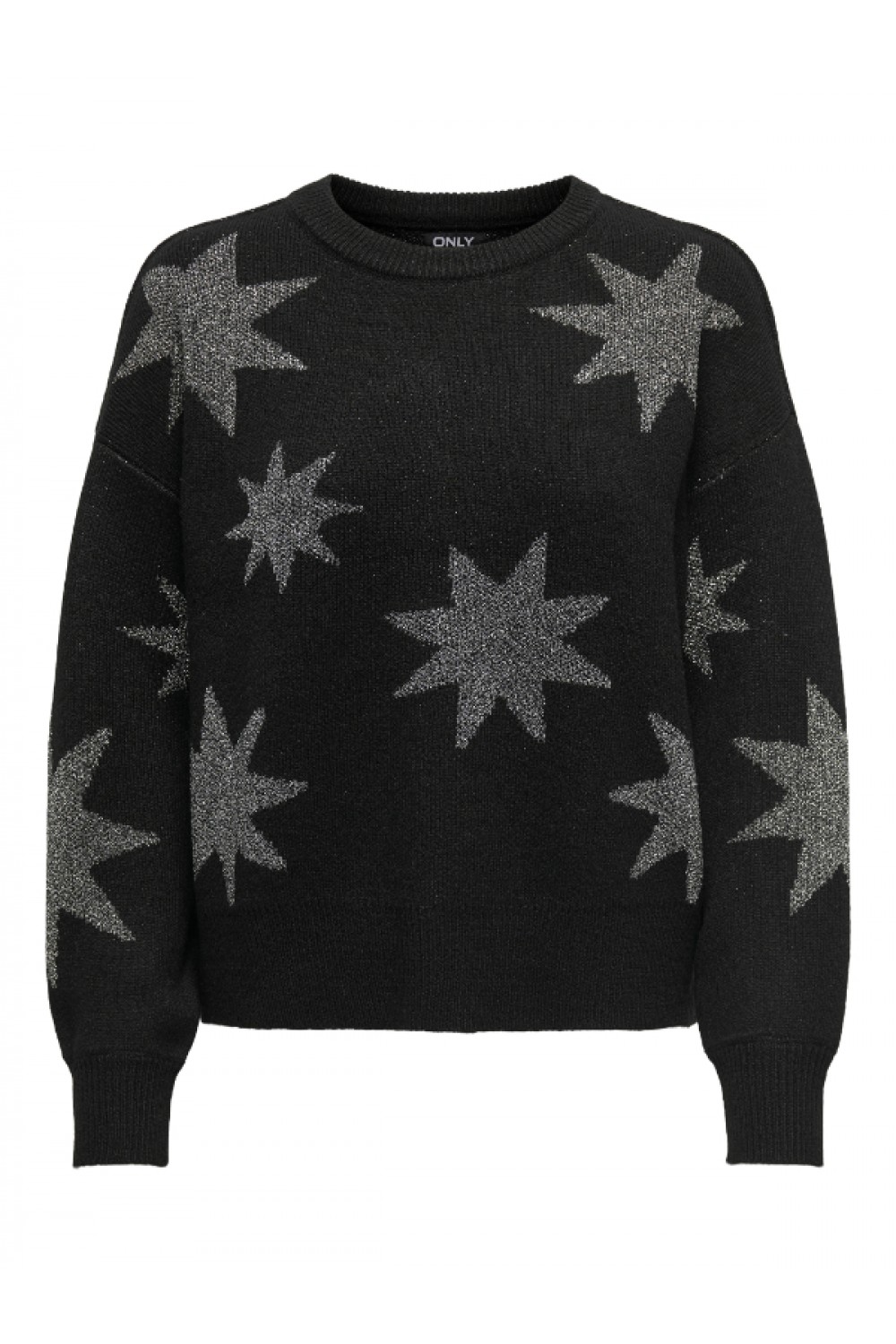 ONLY ROSIE LS O-NECK GLITTER KNT BLACK 15328250