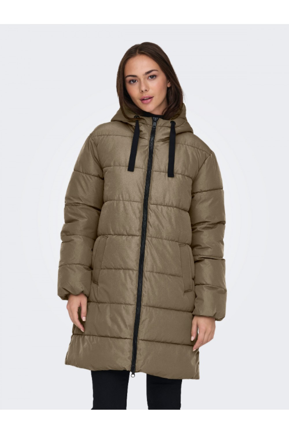 ONLY CLAIR PUFFER HOOD COAT OTW CC STONE GREY 15323232