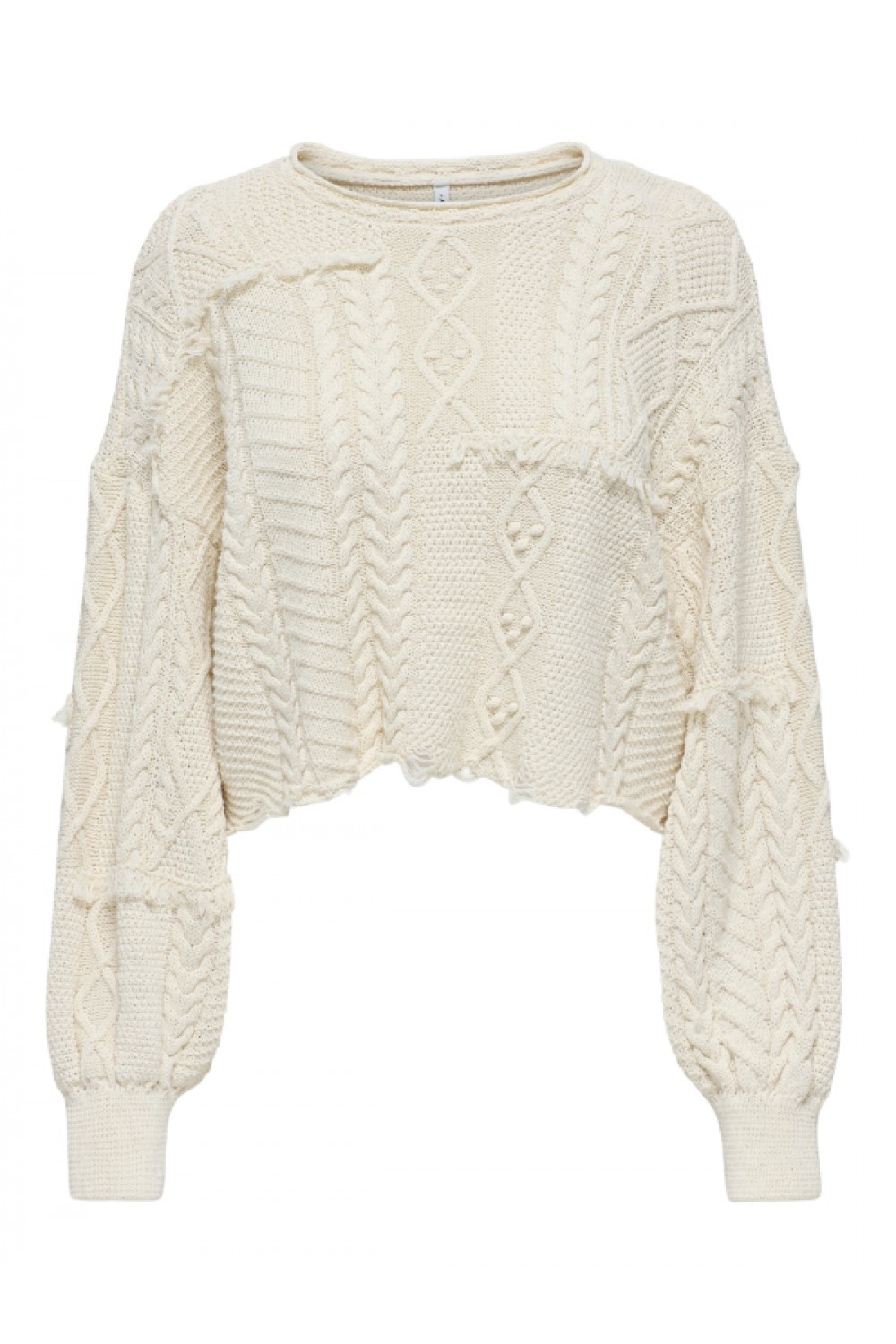 ONLY DALIA LIFE LS FRINGE PULL KNIT ECRU 15352093