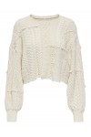 ONLY DALIA LIFE LS FRINGE PULL KNIT ECRU 15352093