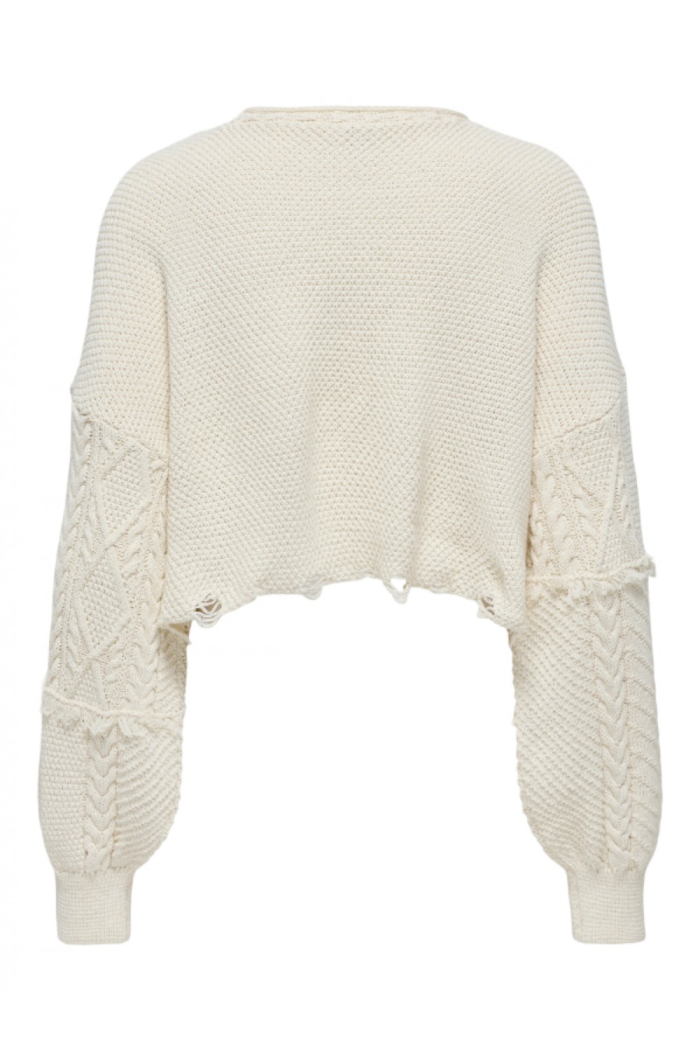 ONLY DALIA LIFE LS FRINGE PULL KNIT ECRU 15352093