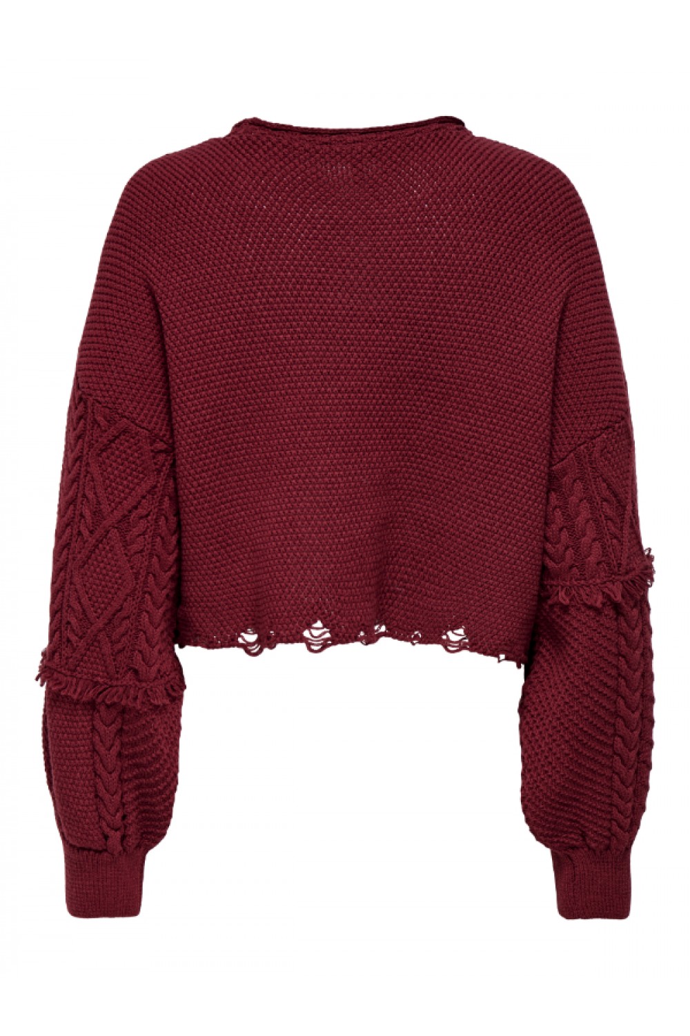 ONLY DALIA LIFE LS FRINGE PULL KNT RED 15352093