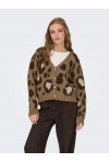 ONLY EDELIE LIFE LS JQ CARDI V-NECK KNT COCOA CREME 15353090
