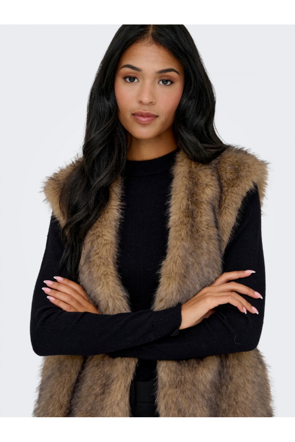 ONLY DAWN LIFE FAUX FUR WAISTCOAT OTW TANNIN 15354308