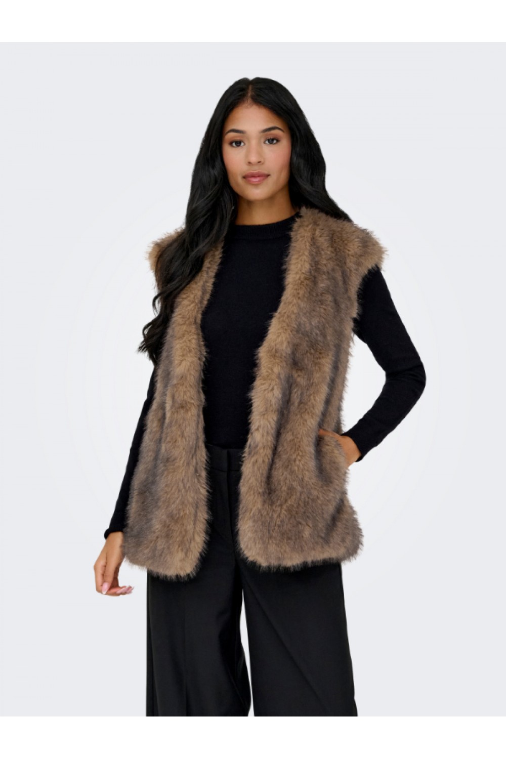ONLY DAWN LIFE FAUX FUR WAISTCOAT OTW TANNIN 15354308