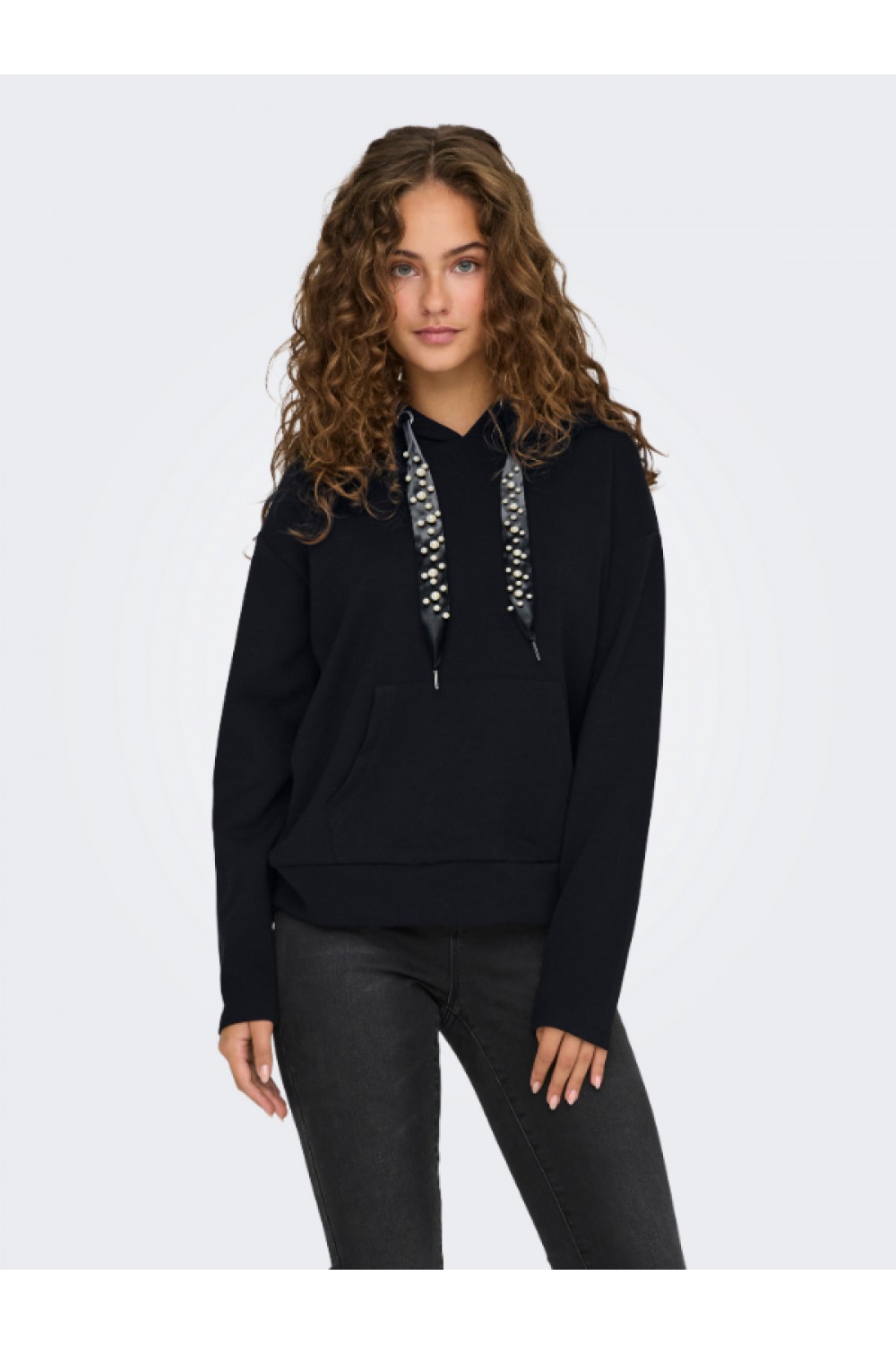 ONLY FANCY L/S HOOD STRING SWT BLACK 15303838