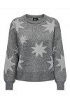 ONLY ROSIE LS O-NECK GLITTER KNT MEDIUM GREY 15328250