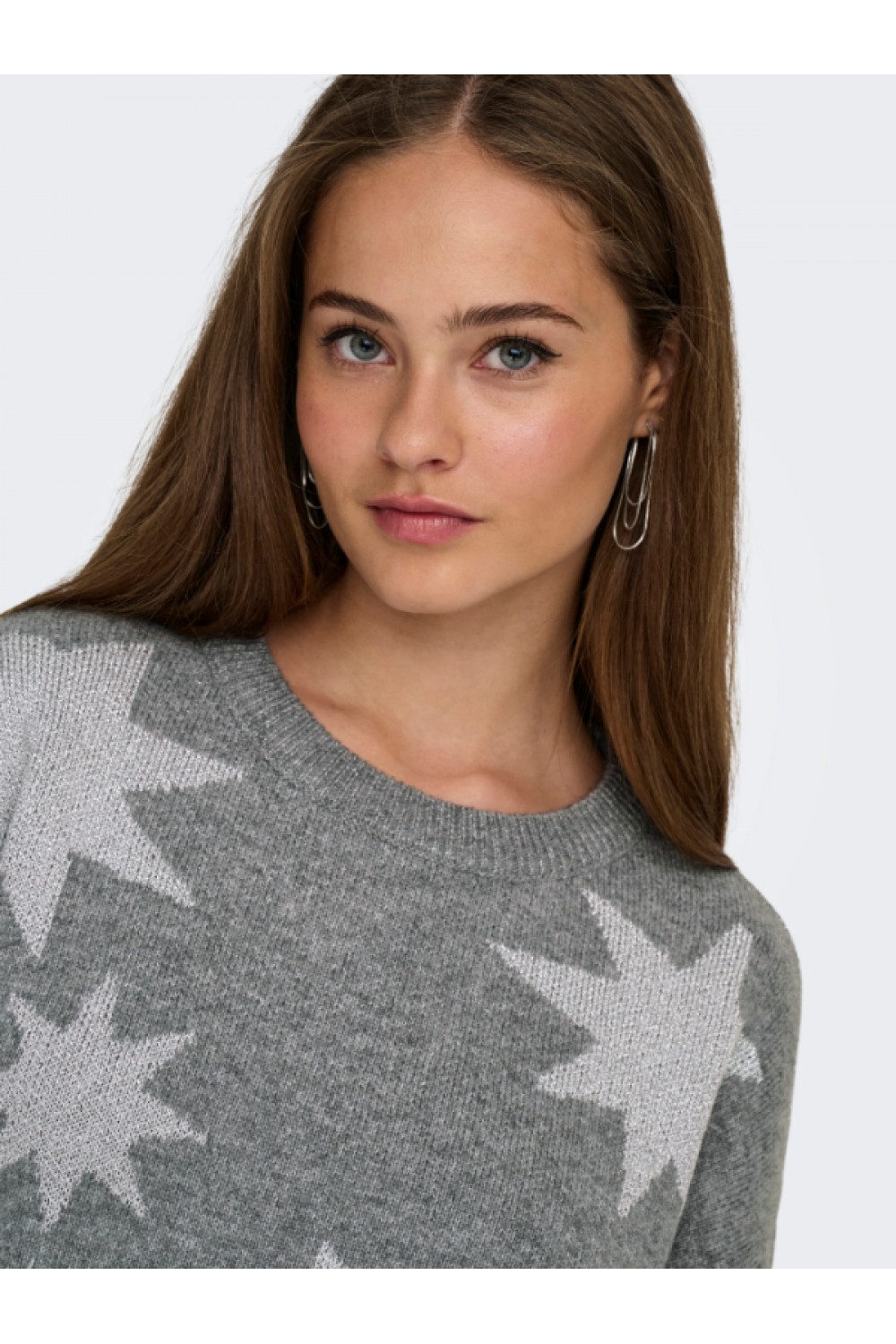 ONLY ROSIE LS O-NECK GLITTER KNT MEDIUM GREY 15328250