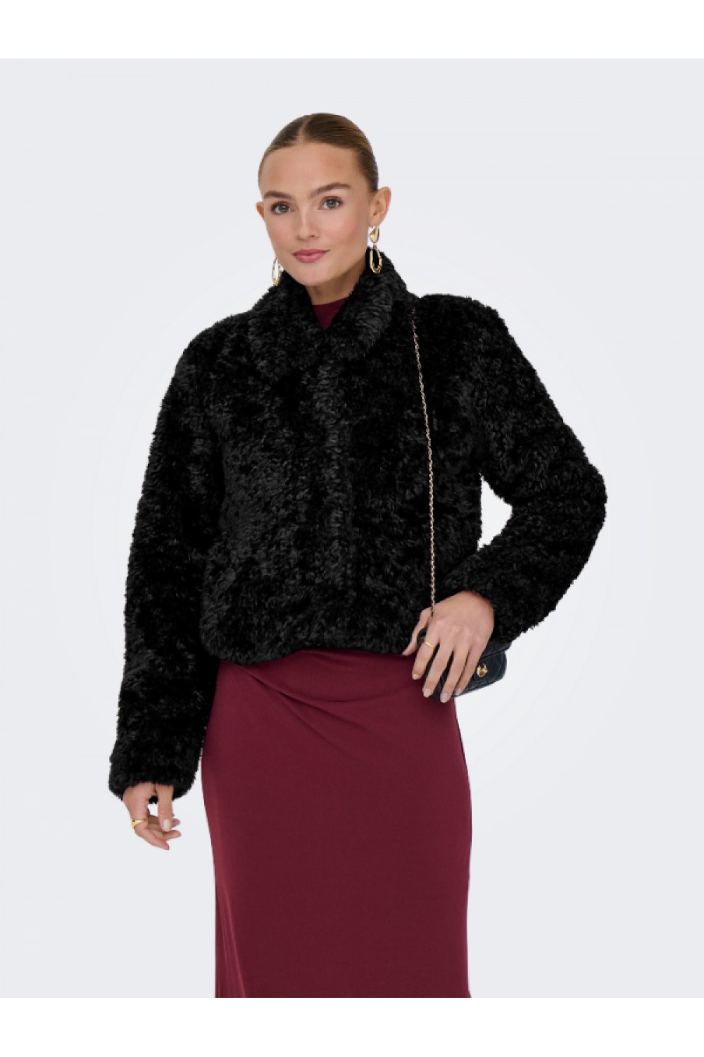 ONLY GINNY SHORT TEDDY JACKET OTW BLACK 15352795