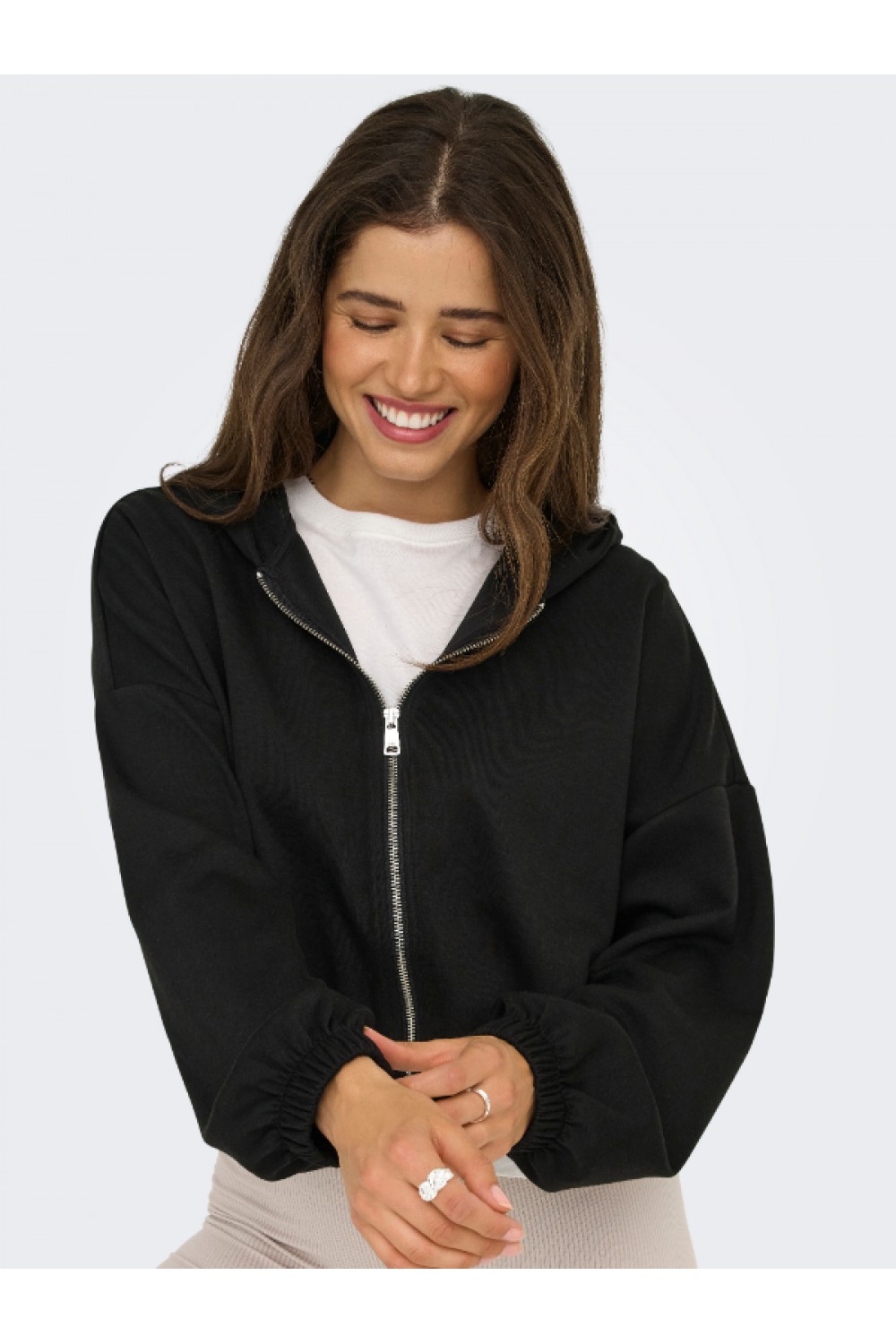 ONLY SCARLETT LIFE LS ZIP HOOD SWT NOOS BLACK 15346449