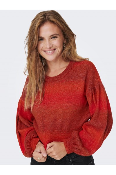 ONLΥ RAIN L/S SHORT PULLOVER CC KNT BURNT ORANGE 15259440