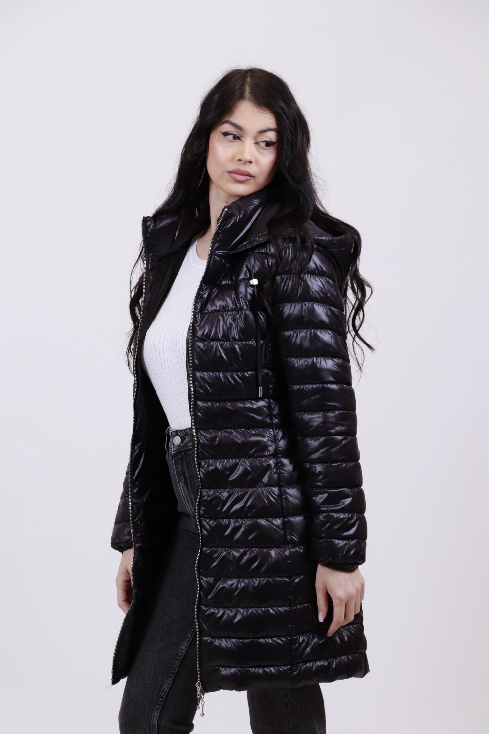 ONLY NEW SCARLETT QUILT BELTED COAT OTW BLACK 15295405