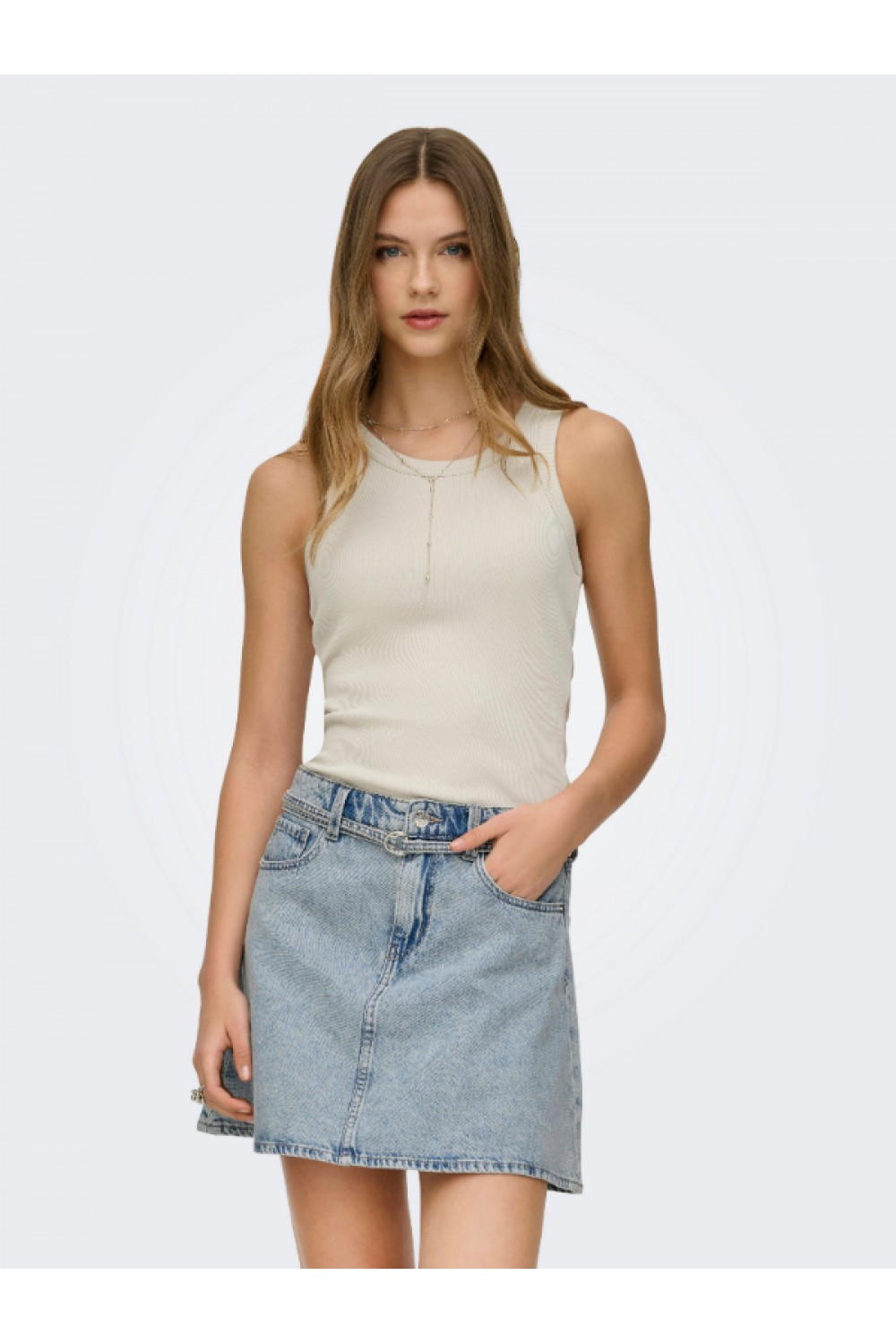 ONLY VAL 2-WAY TANK TOP JRS NOOS SOFT PUMICE STONE 15371705