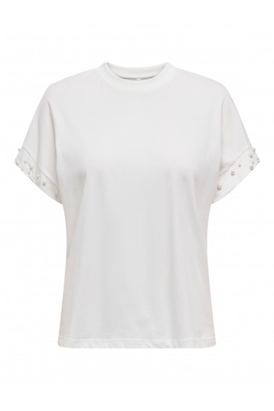 ONLY OLIVIA LIFE S/S LOOSE O-NECK TOP JRS CLOUD DANCER 15346733