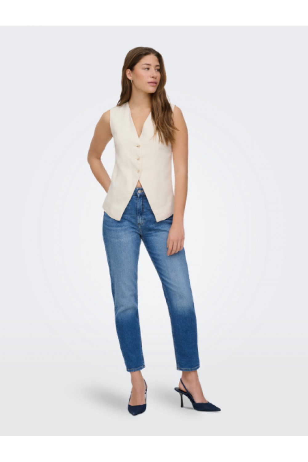 ONLY TILA LIFE S/L WAISTCOAT TLR BRIGHT WHITE 15367399