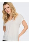 ONLY FREE LIFE S/S V-NECK LACE TOP JRS CLOUD DANCER 15369294