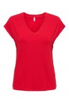ONLY RILLA S/S V-NECK TOP JRS BARBADOS CHERRY 15315776