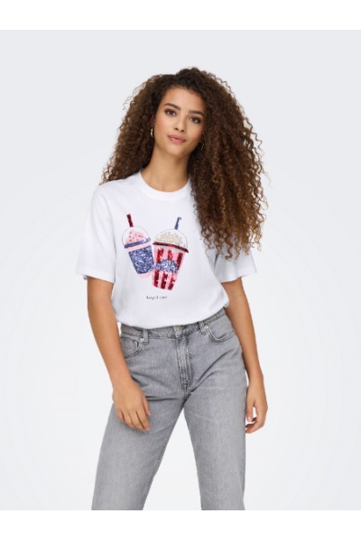 ONLY BURST S/S POPCORN TOP BOX JRS BRIGHT WHITE 15343431