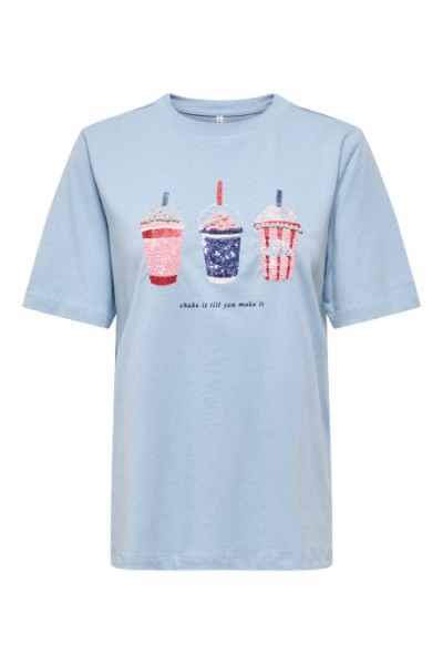 ONLY BURST S/S POPCORN TOP BOX JRS SOFT CHAMBRAY 15343431