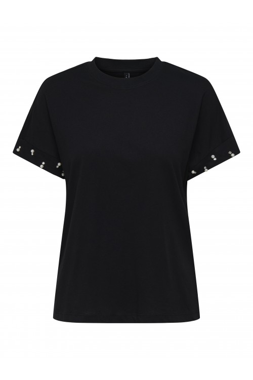 ONLY OLIVIA LIFE S/S LOOSE O-NECK TOP JRS BLACK 15346733
