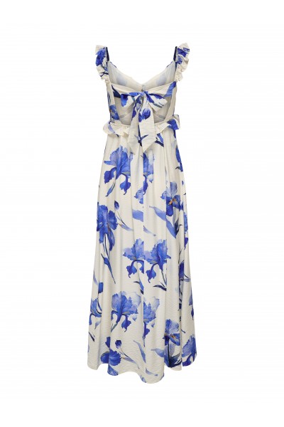 ONLY HYACI S/L FRILL LONG AOP DRESS WVN BRIGHT WHITE 15372511