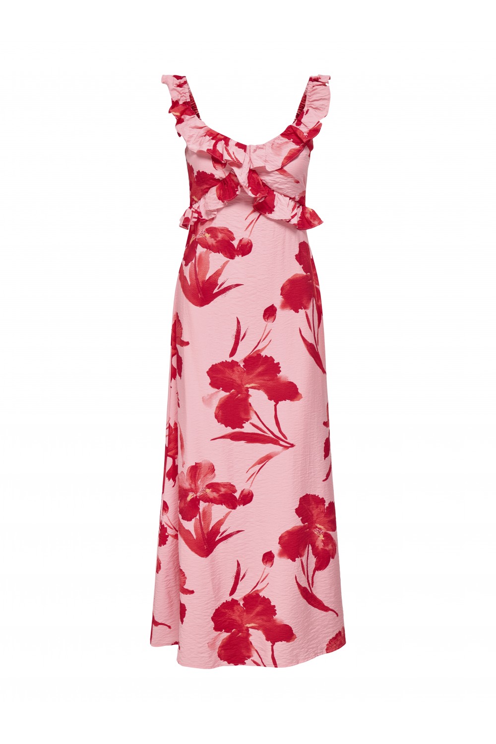 ONLY HYACI S/L FRILL LONG AOP DRESS WVN PINK LCING 15372511