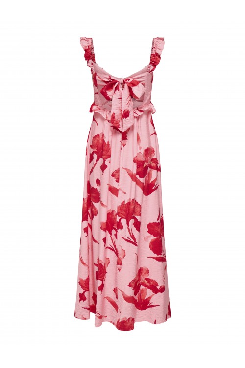 ONLY HYACI S/L FRILL LONG AOP DRESS WVN PINK LCING 15372511
