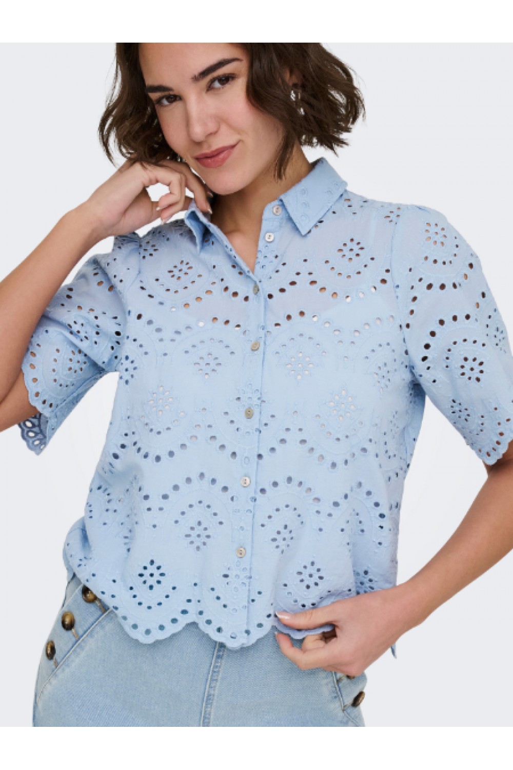 ONLY VALAIS S/S SHIRT WVN NOOS CASHMERE BLUE 15351106