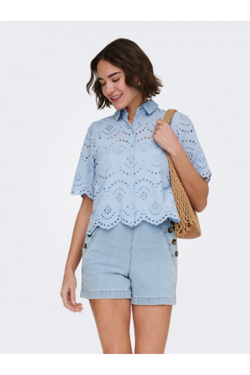 ONLY VALAIS S/S SHIRT WVN NOOS CASHMERE BLUE 15351106