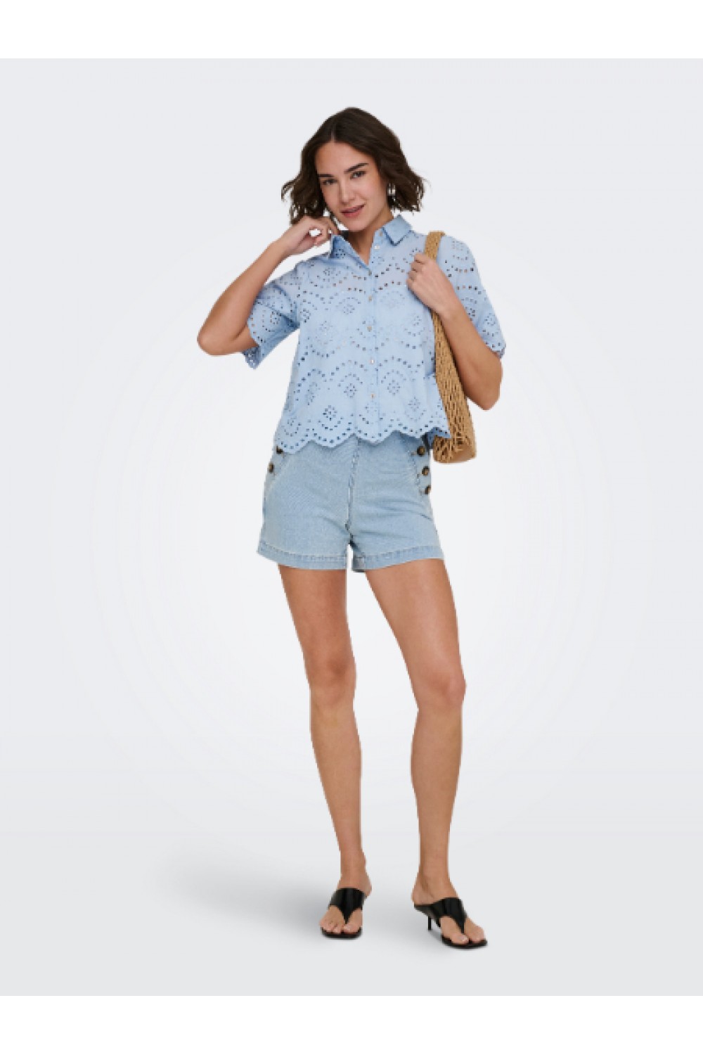 ONLY VALAIS S/S SHIRT WVN NOOS CASHMERE BLUE 15351106