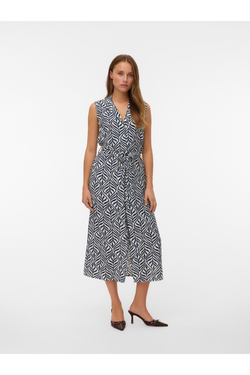 VERO MODA JOSIE SL V-NECK 7/8 DRESS WVN BIRCH 10341594