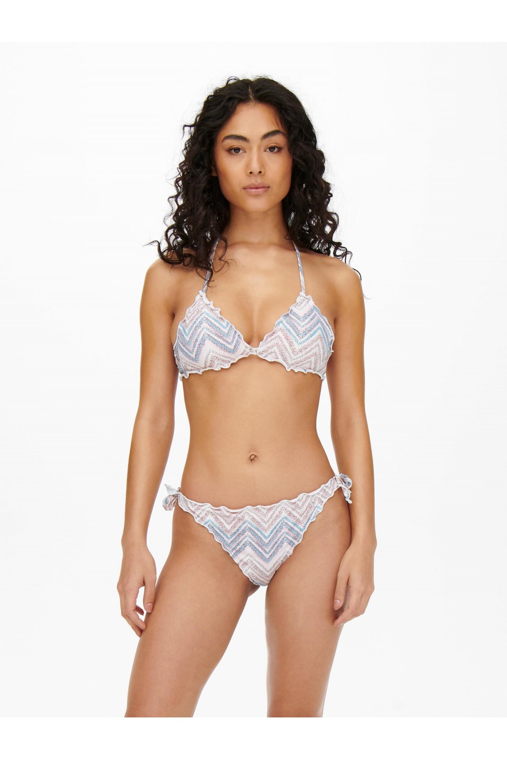 ONLY ANDREA RUFFLE TIE BIKINI SET SEASHELL PINK 15250846